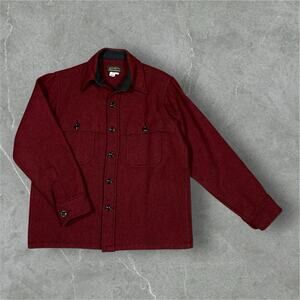Vintage Eddie Bauer Wool Mackinaw Shirt Mens Large Thick Hunting Shacket Red